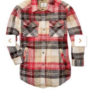 Treasure Shirt Jacket - Red, Black, Cream